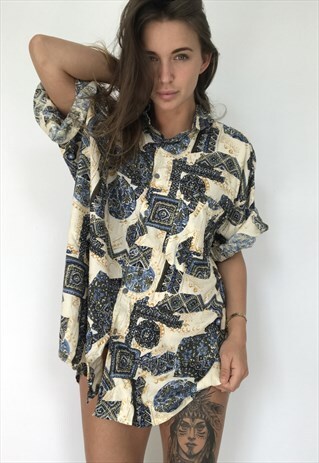 PATTERNED OVERSIZED RETRO VINTAGE UNISEX FESTIVAL SHIRT