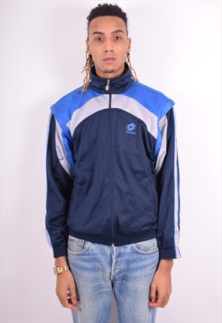LOTTO MENS VINTAGE TRACKSUIT TOP JACKET LARGE BLUE 90'S