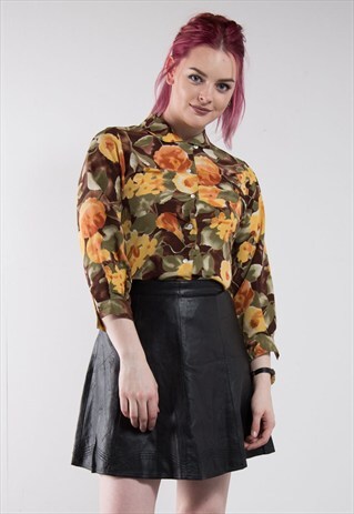VINTAGE FLORAL PATTERNED BLOUSE SHIRT