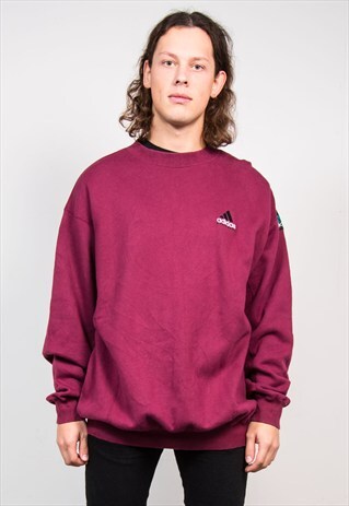 VINTAGE 90'S MAROON ADIDAS EQUIPMENT OVERSIZE SWEATER