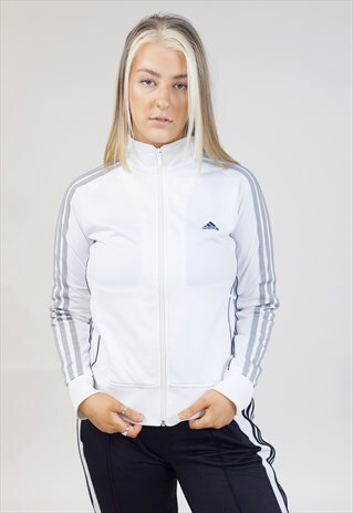 VINTAGE ADIDAS WHITE ZIP UP SPORTS JACKET