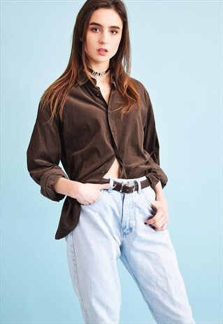 90'S RETRO OVERSIZED CORDUROY DADS SHIRT TOP
