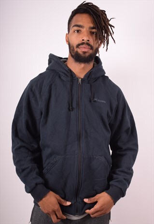 COLUMBIA MENS VINTAGE HOODIE JACKET LARGE BLUE 90S
