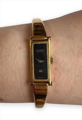 Vintage Gucci watch rectangle horsebit bracelet gold tone