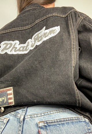VINTAGE Y2K PHAT FARM DARK DENIM JACKET