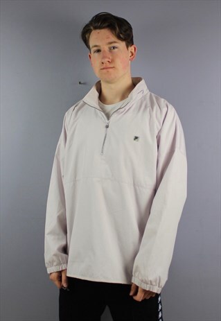 VINTAGE FILA FESTIVAL 1/4 ZIP WINDBREAKER IN PINKY WHITE WIT
