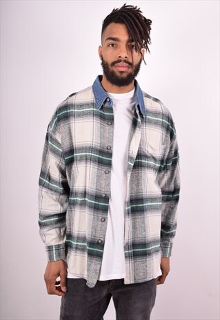 MENS VINTAGE SHIRT XL MULTI CHECK 90S