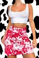 Vintage Y2K 90's/00's Red Hawaiian Floral Print Mini Skirt