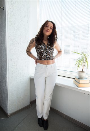VINTAGE 80'S WHITE COTTON TROUSERS