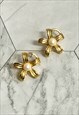 90S GOLD FLOWER FAUX PEARL EARRINGS PRETTY VINTAGE JEWELLERY