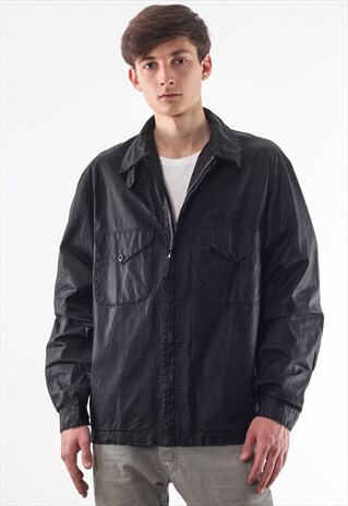 VINTAGE STONE ISLAND HARRINGTON LINEN WAXED 90S BLACK