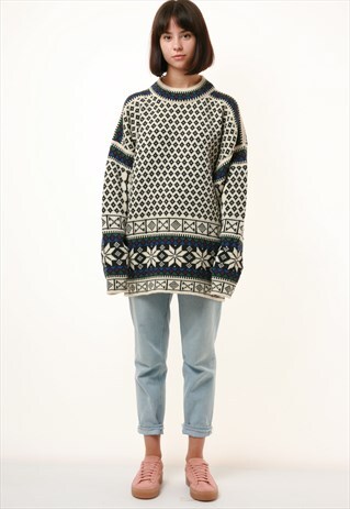 80S VINTAGE DALE OF NORWAY WOOL KNITWEAR HEAVY JUMPER 1015