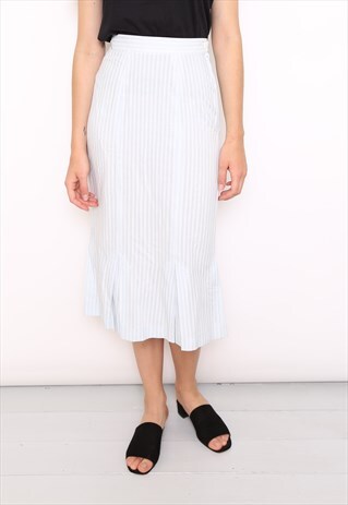 VINTAGE 90S BLUE STRIPED MIDI SKIRT