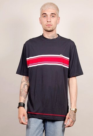 VINTAGE 90'S LACOSTE OVERSIZED STRIPED TRICOLOUR T-SHIRT