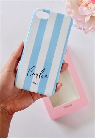 PERSONALISED BLUE STRIPES PHONE CASE