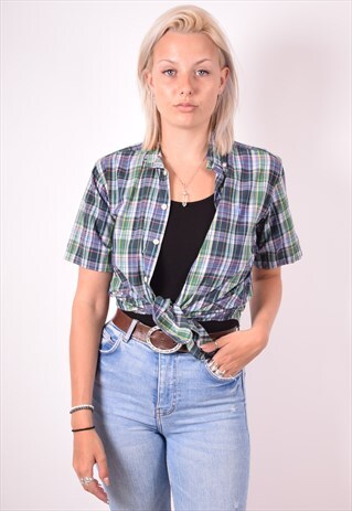 RALPH LAUREN WOMENS VINTAGE SHIRT SMALL MULTI CHECK 90S