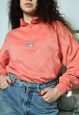 Vintage 80s floral embroidered jumper sweater pullover