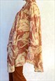 VINTAGE LONG BLOUSE BROWN BEIGE XL B703