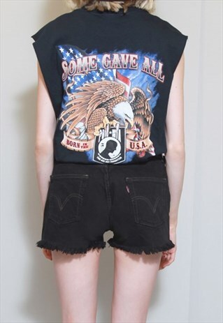 VINTAGE 1990'S BLACK OVERSIZED MOTO BIKER VEST TOP