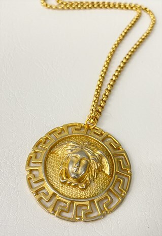 GOLD VERSACE EMBLEM MEDALLION NECKLACE