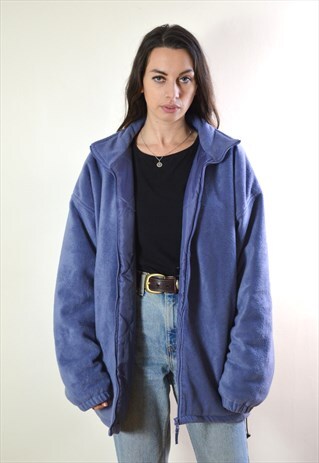 1990S VINTAGE LILAC PURPLE FULL ZIP PADDED FLEECE JACKET