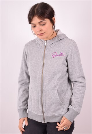 PUMA WOMENS VINTAGE HOODIE JACKET MEDIUM GREY 90S