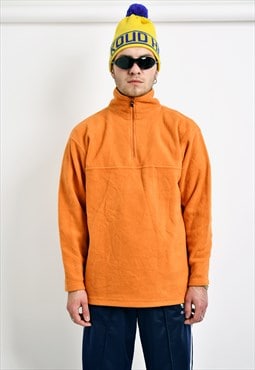 Retro 80s ski fleece orange men winter 90s 1/4 zip pullover