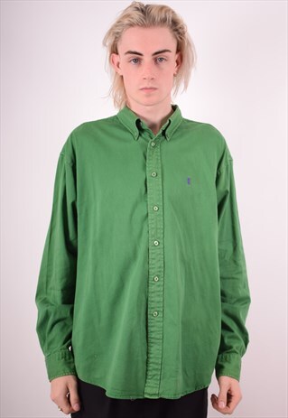 YVES SAINT LAURENT MENS VINTAGE SHIRT LARGE GREEN 90S