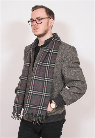 VINTAGE BURBERRY GREY CASHMERE SCARF