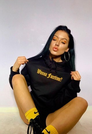 BLACK OVERSIZED SLOGAN GRAPHIC HOODIE