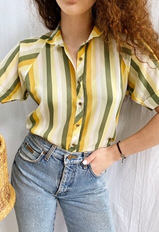 VINTAGE 70S CITRUS MUSLIN MOD HAUTE BOHEME BLOUSE TOP