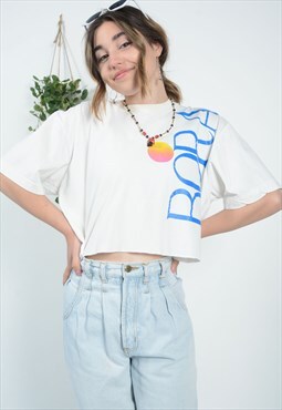 Vintage 90s Graphic Cropped T-Shirt White