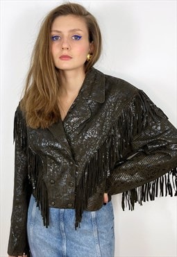 Leather Jacket with fringe, Leather Western Jacket
