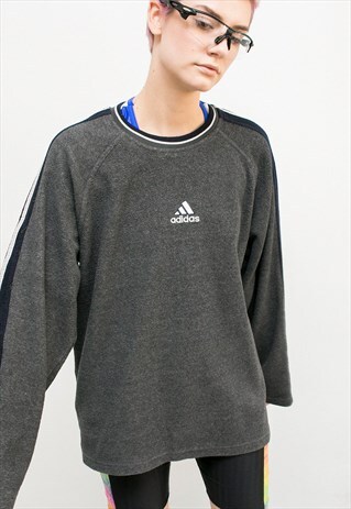 VINTAGE 90S ADIDAS CASUAL SWEATER GREY ACTIVEWEAR
