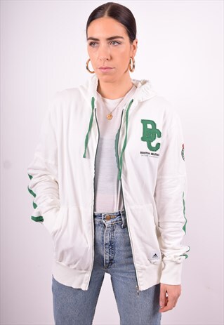 ADIDAS WOMENS VINTAGE HOODIE JACKET LARGE WHITE 90'S