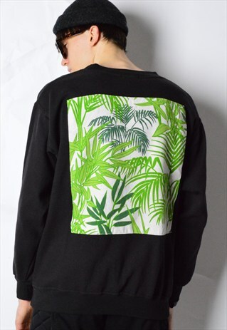 KALEIDOO REWORKED VINTAGE 90S BLACK TROPICAL SWEATSHIRT