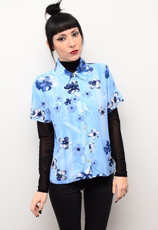 VINTAGE 90'S FLORAL INDIE PATTERNED OVERSIZED SHIRT