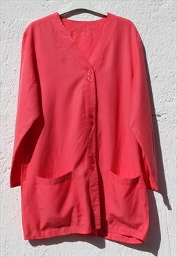 Vintage pink viscose blend long jacket.
