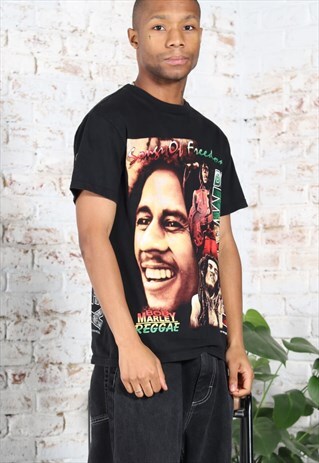 Vintage   Bob Marley Graphic Printed T-Shirt Black