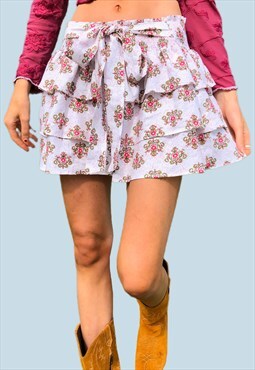 Y2K Gypsy rara skirt with tie detail in white floral