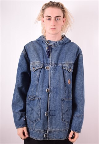 TRUSSARDI MENS VINTAGE DENIM JACKET MEDIUM BLUE 90S