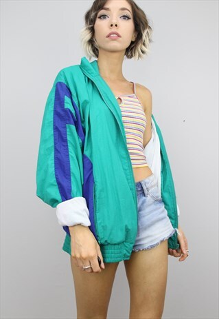 VINTAGE 80S 90S OVERSIZED SHELL SUIT FESTIVAL JACKET