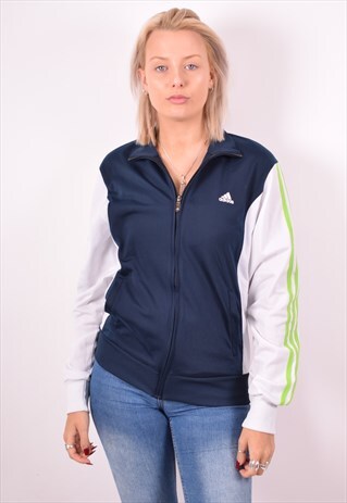 ADIDAS WOMENS VINTAGE TRACKSUIT TOP JACKET MEDIUM NAVY BLUE