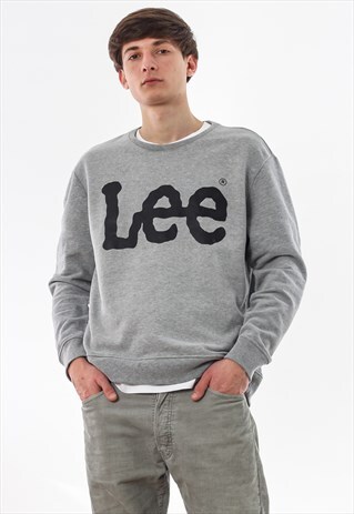VINTAGE LEE CREW NECK 90S GREY BIG LOGO