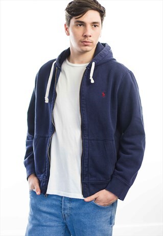 VINTAGE POLO RALPH LAUREN LOGO HOODIE SWEATSHIRT 90S L 31.2