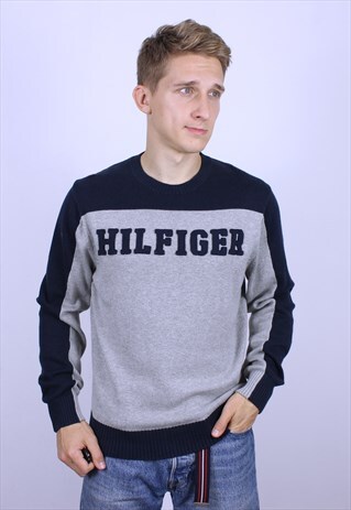 VINTAGE TOMMY HILFIGER BIG LOGO MENS JUMPER SWETER