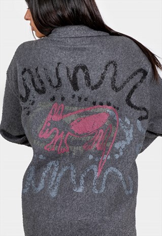 VINTAGE 80S FLEECE JACKET CRAZY PRINT AVELINAS / SP201651
