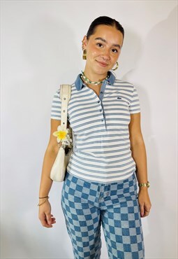 Vintage 00s Y2K Lacoste Stripe Polo Shirt