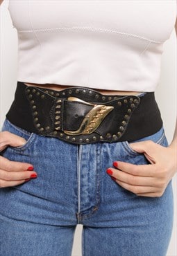 90s elastic wide belt, vintage woman stretchy evening belt