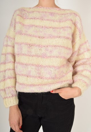 VINTAGE JUMPER HAND MADE WITH GLITTER STRIPES (2538)